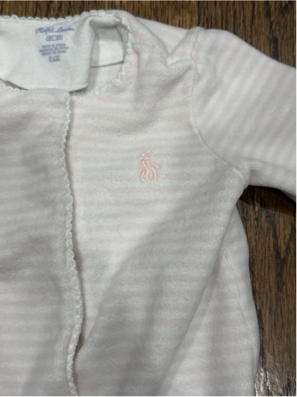 Ralph Lauren Baby Pink Velour Footed Sleeper 3M | Classic Preppy